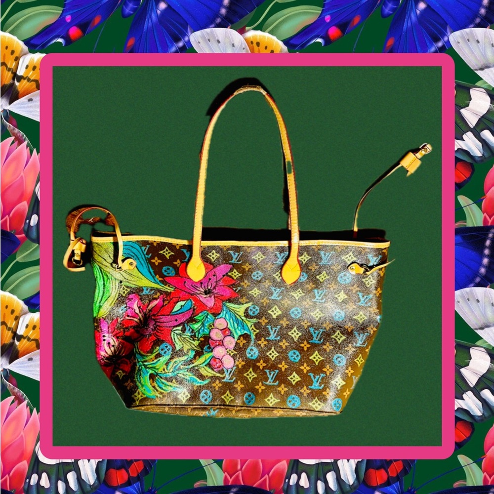 LV Up Cycled Metallic Hand Re-Finished Painted & Adorned W Crystals Gloss Finish - Picture 5 of 14